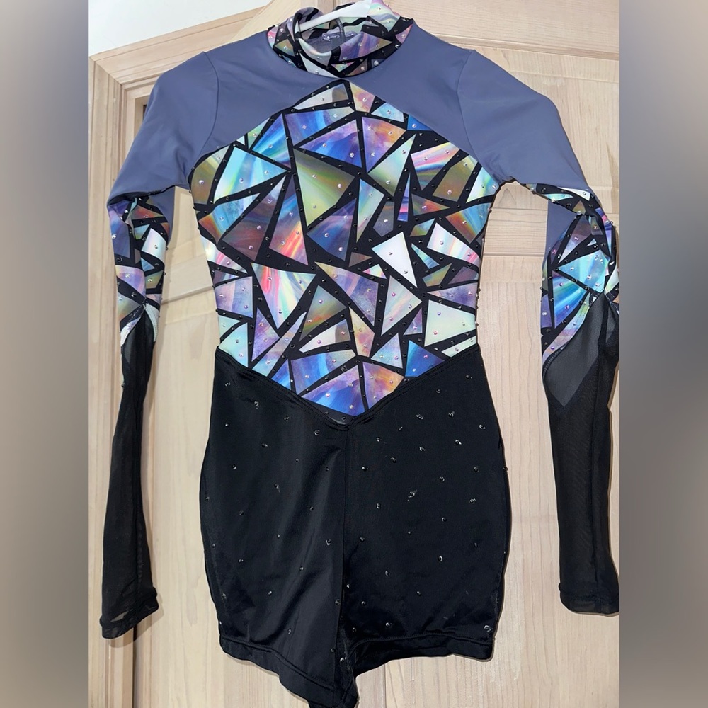 Weissman biketard- shattered glass- WITH rhinestones 
Size small adult